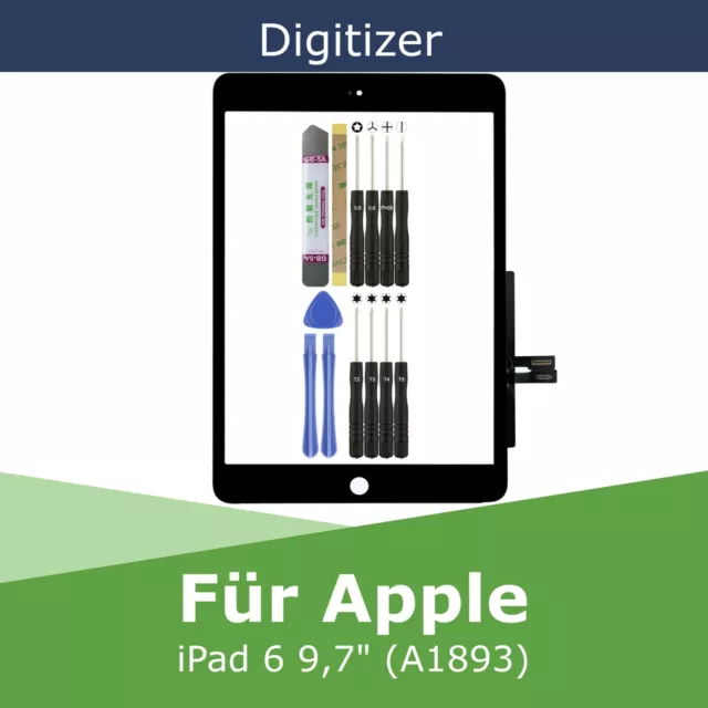 Digitizer für Apple iPad 6 A1893 Schwarz 9,7" Touchscreen Glas Display Scheibe