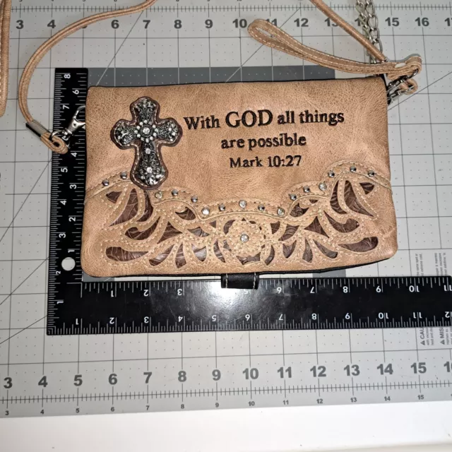 Western Bible Verse Cross Carry Conceal Crossbody Handbag Bag Mark 10:27