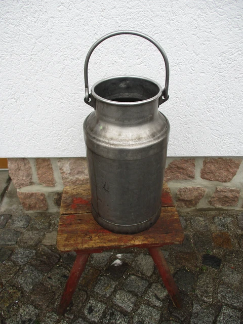 schöne alte antike Milchkanne aus Aluminium, 20 l, Michhof Leipzig AG Vollmilch