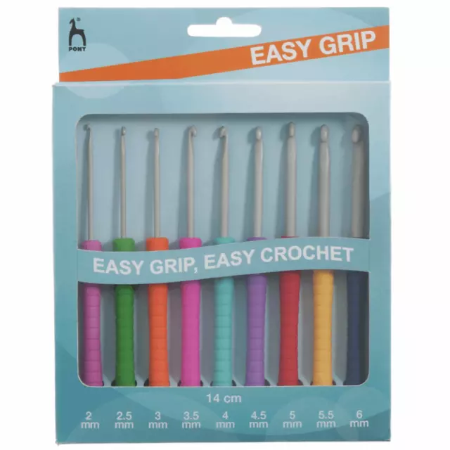Pony Easy Grip Ergonomic Crochet Hooks - Set of 9 (2.00 - 6.00mm)