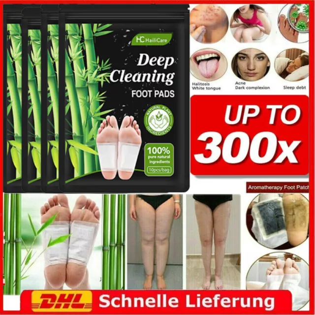 300 Stück Entgiftungspflaster Fusspflaster Detox Pflaster Bambus Foot Patch Pads