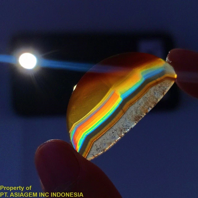 20ct 'A' Grade Rainbow IRIS AGATE ~Multi-Color Fire~ 1-of-a-kind ~100% Natural