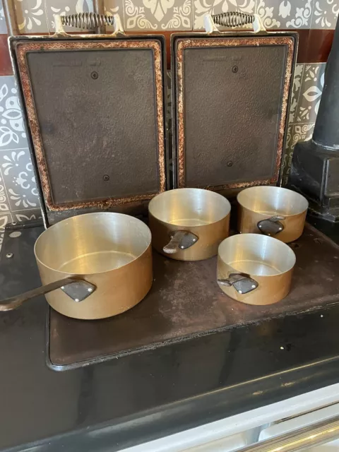 Vintage Chefs copper saucepans Set of 4. All Lined 1.7 Kilo Copper Cooks Pans