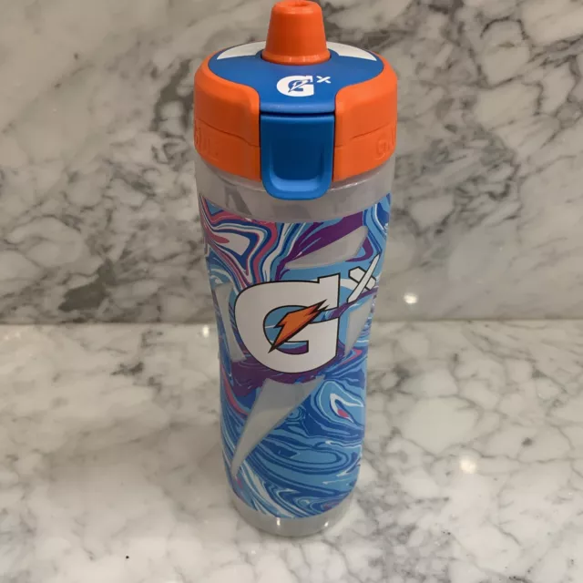 Gatorade Gx​ Marble Blue Water Bottle 30 oz Made In USA Gatorskin Grip BRAND NEW