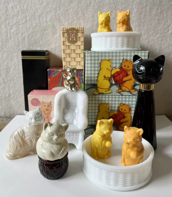 Lot of 6 Vintage Avon Cats Bottles and Soaps In Box 70s ~ NOS