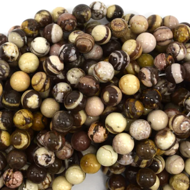 Natural Brown Zebra Jasper Round Beads Gemstone 15.5" Strand 6mm 8mm 10mm 12mm