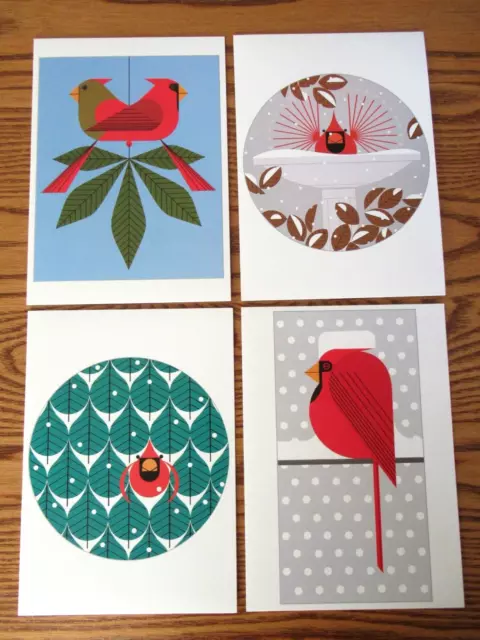 Charley Harper Christmas Holiday Cards w/ Envelopes 5x7 Cardinals Birds Set of 4