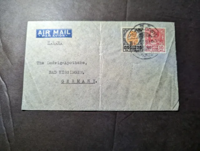1938 Siam Thailand Airmail Cover Bangkok to Bad Kissingen Germany