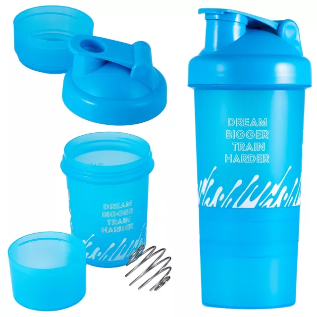 Nutrition Shaker 500 ml Eiweiß Protein Creatin Mixer Trinkflasche Bottle Blau
