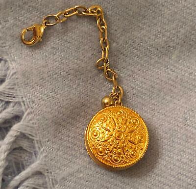 Ornate Brass Pendant Fancy Large Link 5" Chain Necklace Victorian Enhancer Vtg