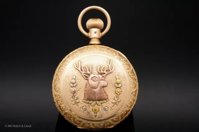 Elgin 18s 11j Pocket Watch in Stunning Heavy Multicolor Gold Filled Hunting Case