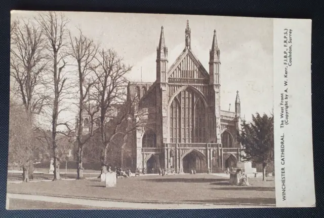 Unposted Vintage B&W Postcard - Winchester Cathedral. The West Front  b2