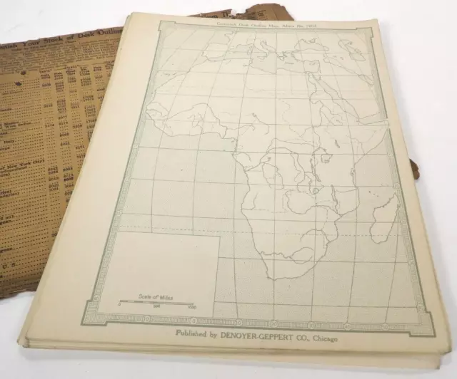 Vtg 45+ 1928 Cartocraft Outline Maps Africa DENOYER-GEPPERT CO School Student