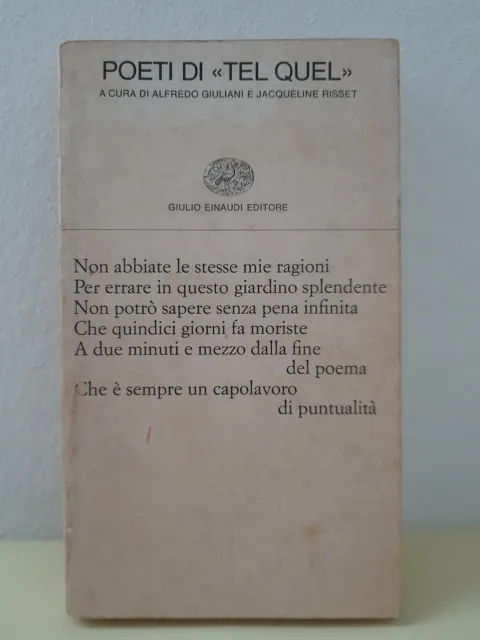 Poeti Di "Tel Quel" - Cura Di Giuliani E Risset Collezione Di Posia Einaudi 1976
