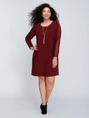 Lane Bryant Swing Dress Eyelash Lace 14/16 18/20 22/24 26/28 Burgundy 1x 2x 3x