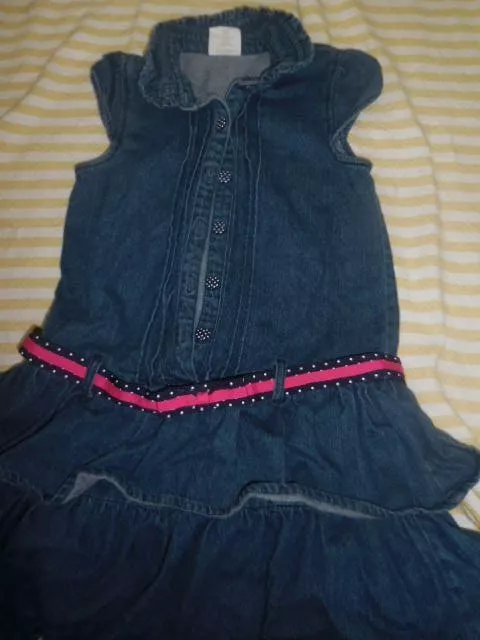 euc Crazy 8 denim drop waist tiered ruffle dress girl 8 free ship USA