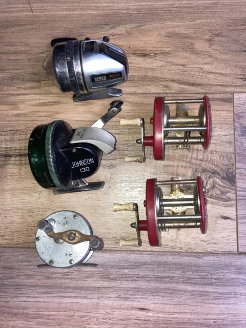 Lot Of 5 Vintage Fishing Reels- Garcia Shakespeare Gladding Bachbrown 