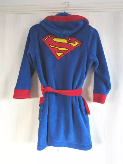 Superman Boys Blue Hooded Fleece Dressing Gown Robe 7-8 Years