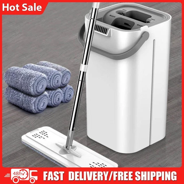 Mocio Lavapavimenti Con Secchio Autostrizzante - Set Completo Con 8 Panni Microfibra, Rotazione 360° - Foto 3