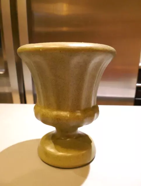 Vintage Haeger Green Speckled Pottery Vase Planter Pedestal USA  7.75" H x 6" W