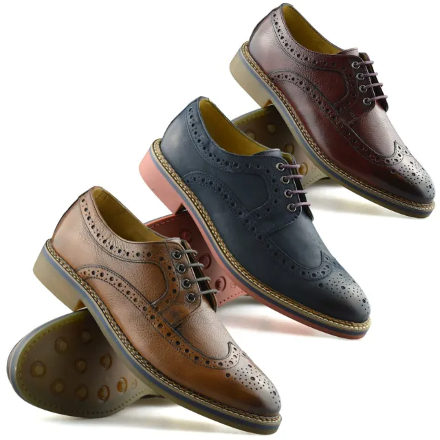 MENS NEW IKON Leather Casual Smart Lace Up Oxford Brogues Work Office ...