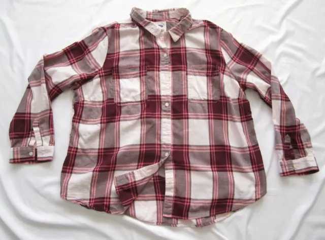 Women Old Navy Flannel Plaid Front Button Long Sleeve Shirt Size XXL (WB120)