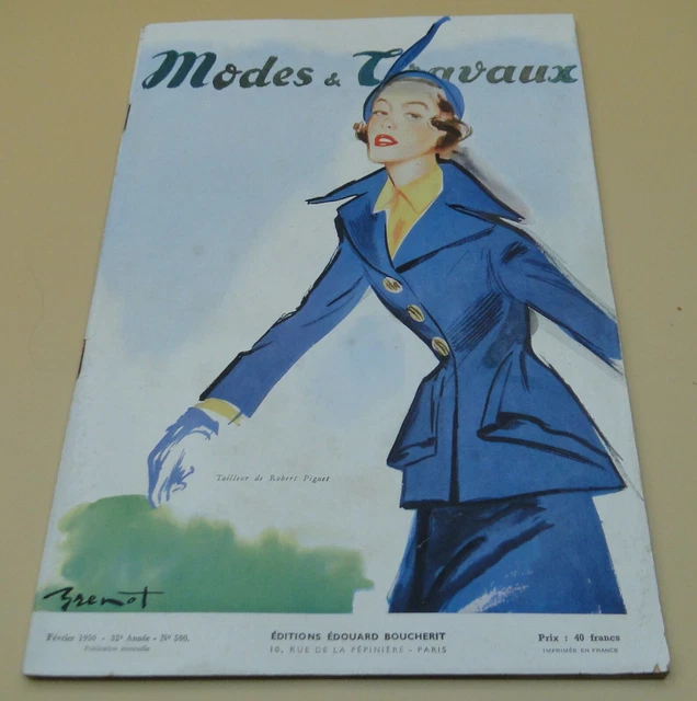 Magazine Modes & Travaux Février 1950 - Édition Française Vintage - Très Bon état
