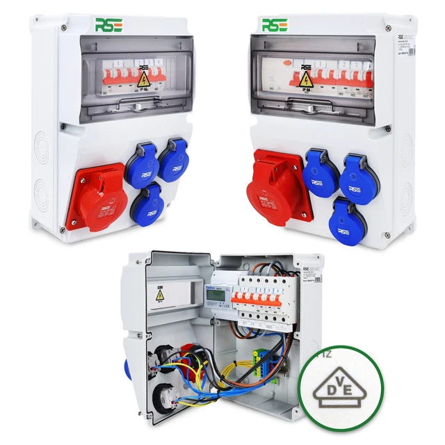 Paket] Wandverteiler Baustromverteiler CEE 1x32A /1x16A / 2x230V LS/FI/Stromzähler
