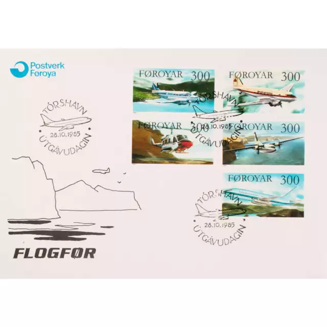 Färöer Nr. 125-129 FDC Ersttagsbrief "Flugzeuge"