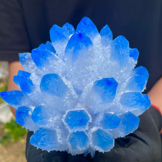 1.9LB New Find sky blue Phantom Quartz Crystal Cluster Mineral Specimen Healing