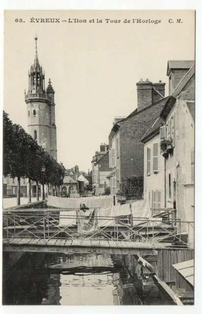 EVREUX - Eure - CPA 27 - la tour de l' Horloge et passerelles sur l' Iton