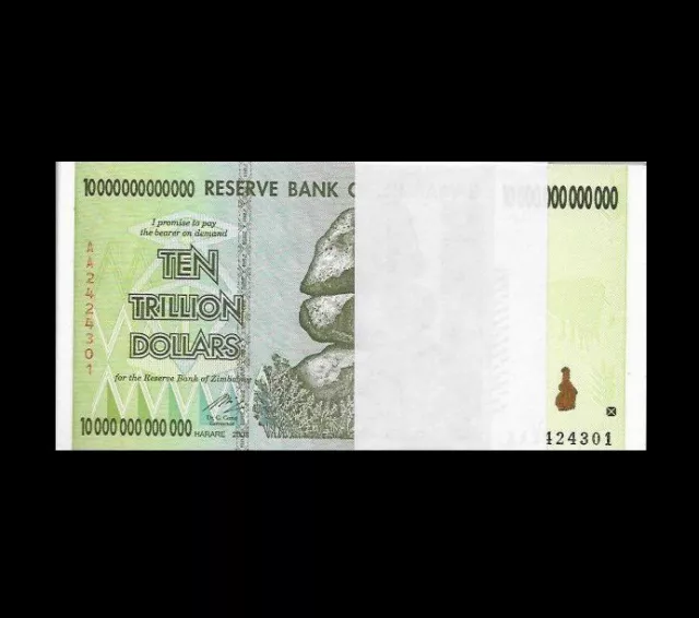 Zimbabwe 10 Trillion Dollars X  (1 Note Only) AA/2008, UNC, Lot Of One, Set Of 1