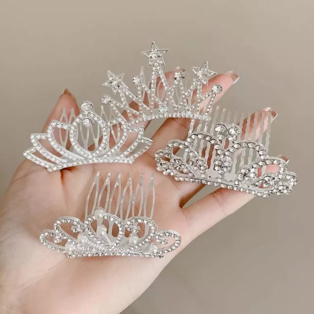 Pearl Crystal Crown Hair Comb Flower Rhinestone Hairpins  Wedding