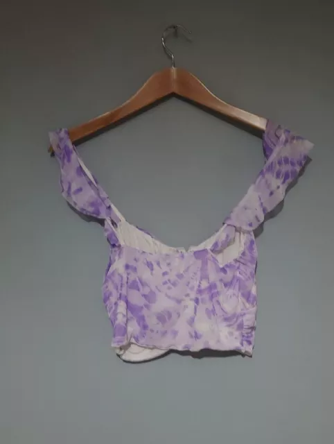 *NASTY GAL* Purple Tie Dye Cowl Neck Corset Crop Top / Size UK 12