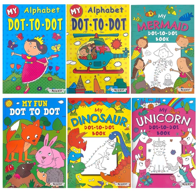 KIDS COLOURING Dot To Dot Books Mermaid Unicorns Dinosaur Children Kids colouring dot to dot books mermaid unicorns dinosaur children