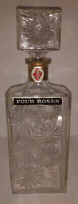 Vintage Four Roses Scotch Whiskey Glass Liquor Decanter Empty Bottle w/ stopper