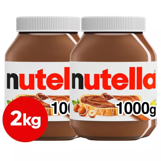 2KG NUTELLA Jar 2x 1kg Bulk Tub Ferrero Hazelnut Chocolate Cocoa Pail Spread Xma