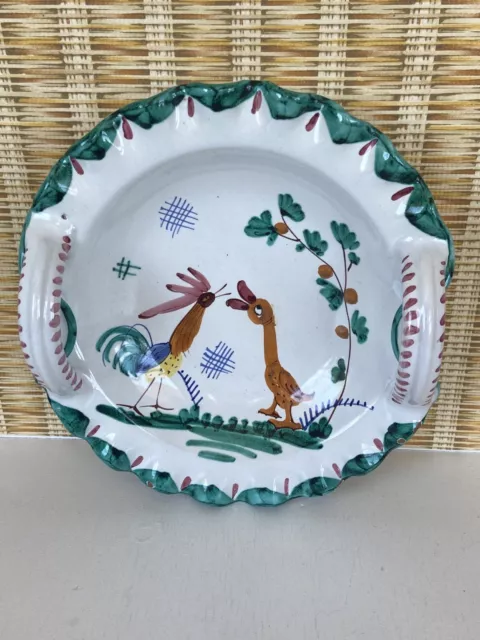 Italian Pottery Bowl Bitossi (?) Ceramic Majolica Rooster Bowl From Italy Signed