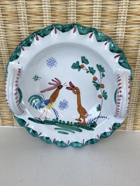 Italian Pottery Bowl Bitossi (?) Ceramic Majolica Rooster Bowl From Italy Signed