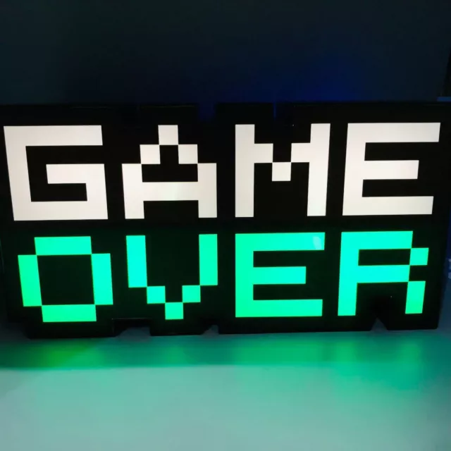 Altoparlante Suono Game Over Night Luce Suono Giochi Colorati Icona Lampada Notturna Luce Led Regno Unito