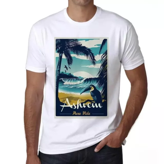 Uomo Maglietta Ashvem Pura Vida Beach T-shirt Stampa Grafica Divertente Vintage