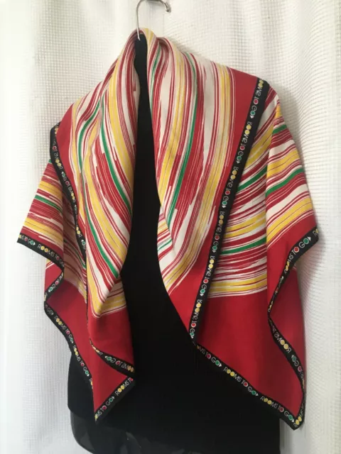 Women Plus Size Scarf Shawl 35" Square Rooms to Go Red Yellow Green B33 2