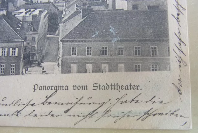 AK 1901: GRAZ, Panorama vom Stadttheater -- gelaufen nach Wien -- sehr selten! 3