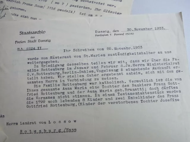 Genealogie / 5 Briefe 1933 Acerca De Vorfahren El General Francis De Rottenburg 3