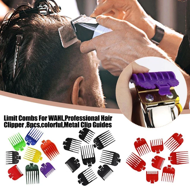 8 PIEZAS Guías Profesionales de Clip de Metal para el Cabello Límite Peines Protectores NUEVOS