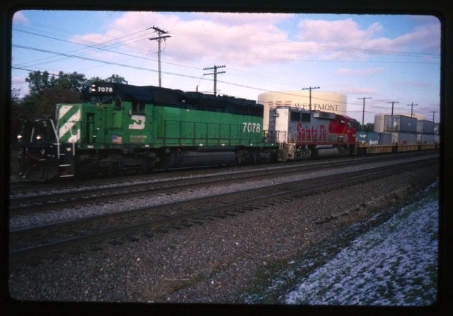 Railroad Slide - Burlington Northern #7078 Locomotive 1997 Westmont IL Train