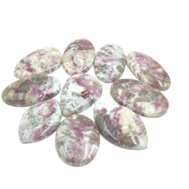 Cabochon en pierre de tourmaline rose de qualité AAA Lot de 5 pièces en...