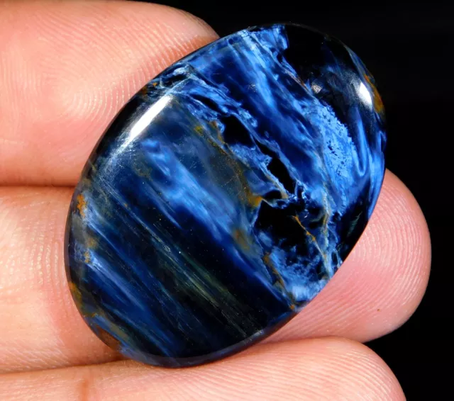 30.CT Naturel Bleu Feu Pietersite Poli Cabochon non Traité Gemme Ap = 16