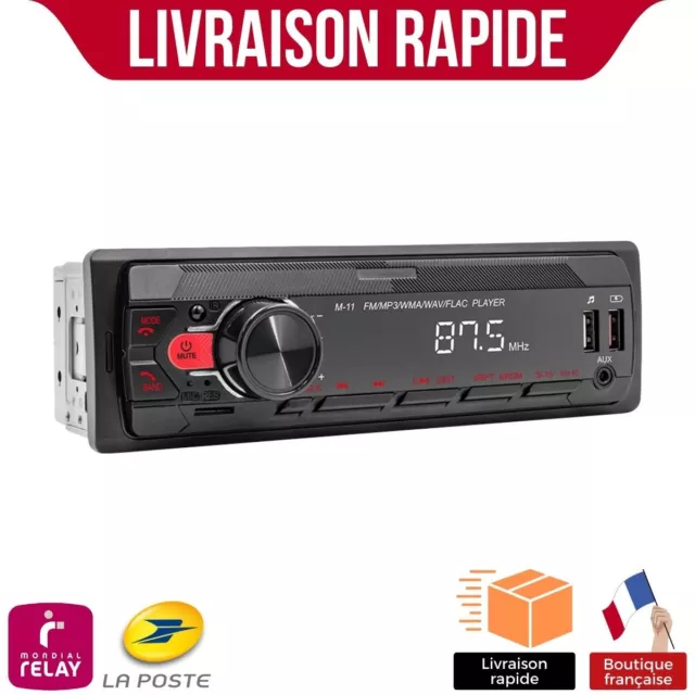 Autoradio Bluetooth Voiture USB Aux-In FM MP3 1Din Stéréo Lecteur FM 100% NEUF