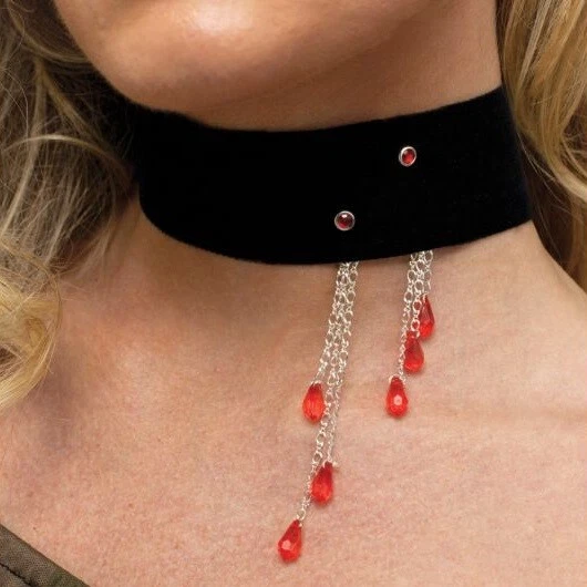 Abito elegante Halloween collana Blood Gocciad Choker di Fun World